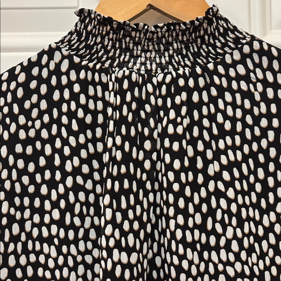 J. Crew Factory Smocked-Neck Long Sleeve Top in Oncilla Cat Print Size L - Picture 8 of 14